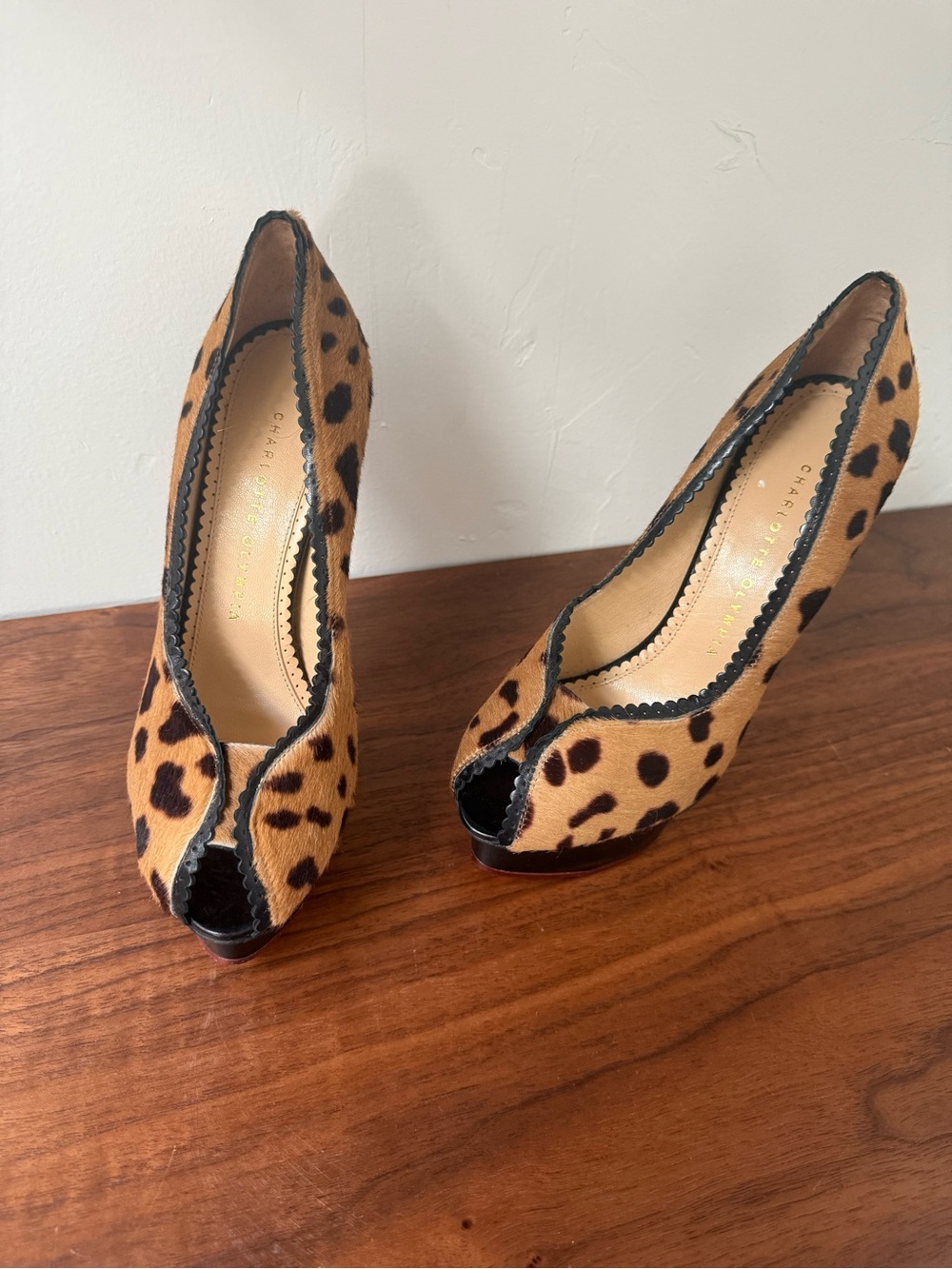 Charlotte Olympia Leopard Print Platform Pump in Brown and Black - Picture 4 of 6